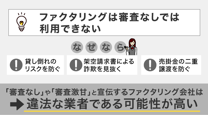 ファクタリングは審査なしでは利用できない理由