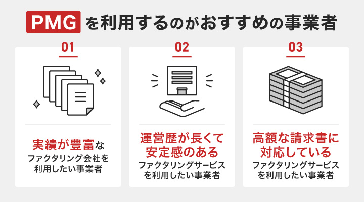 PMGを利用するのがおすすめの事業者