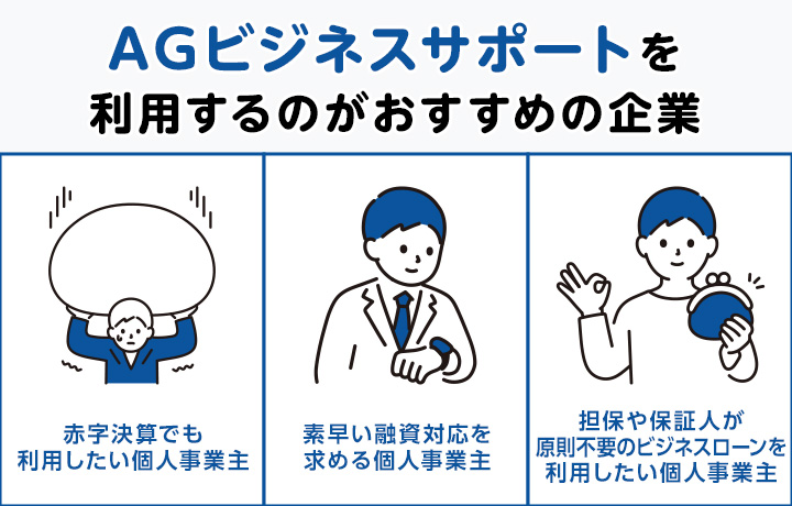 個人事業主審査甘いビジネスローンのAGビジネスサポートに関するメリット画像